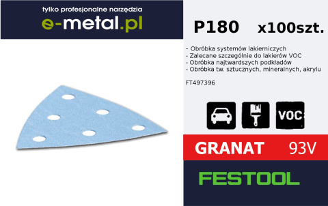Festool STF V93/6 P180 GR/100 SCHUURPAPIER GRANAT Festool STF V93/6 P180 GR/100 SCHUURPAPIER GRANAT